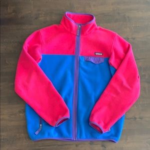 Patagonia pink & blue zip up fleece jacket